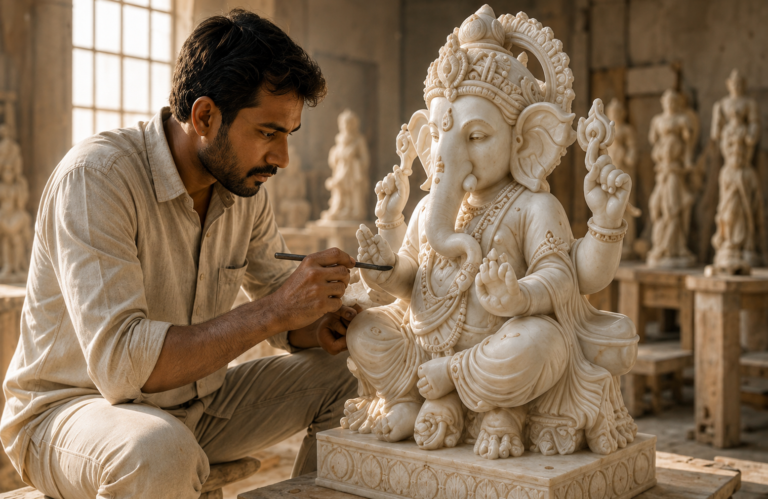 From Stone to Sacred Art: The Journey of a Marble Moorti