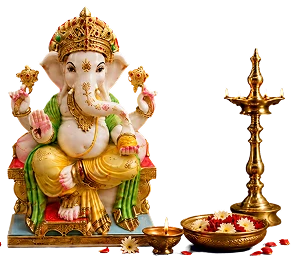 Ganesh idol with diya
