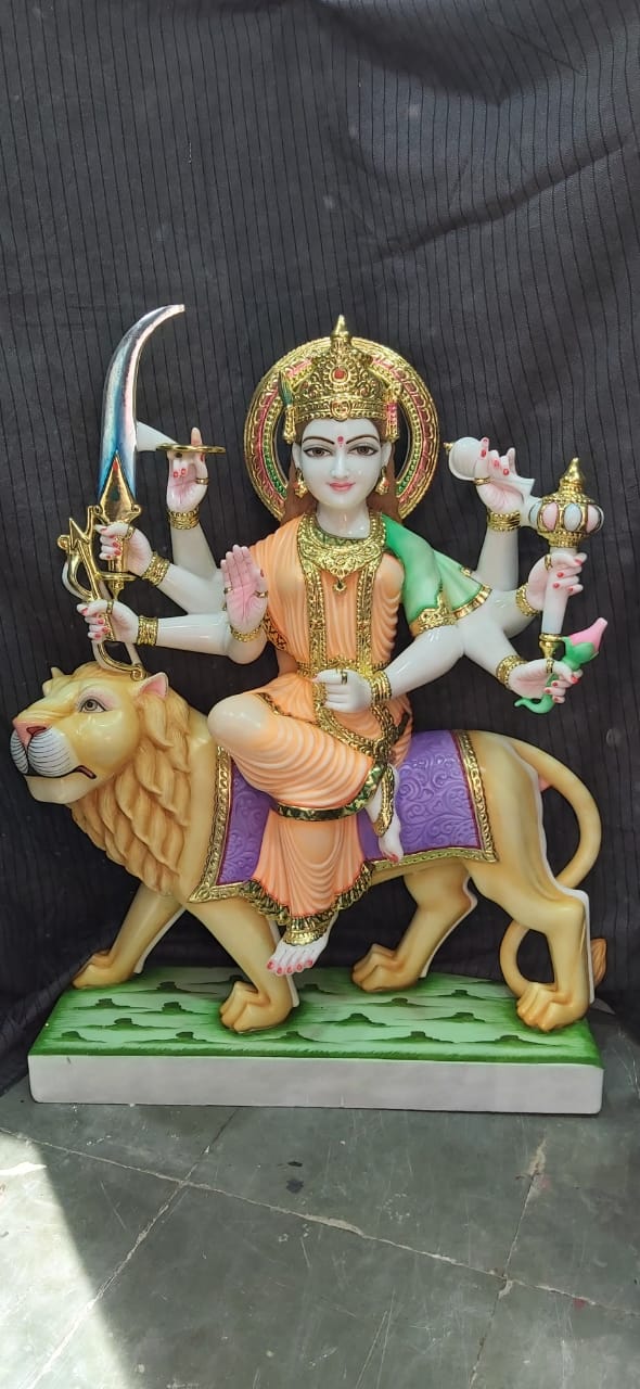 Colorful Durga Mata on Lion Statue