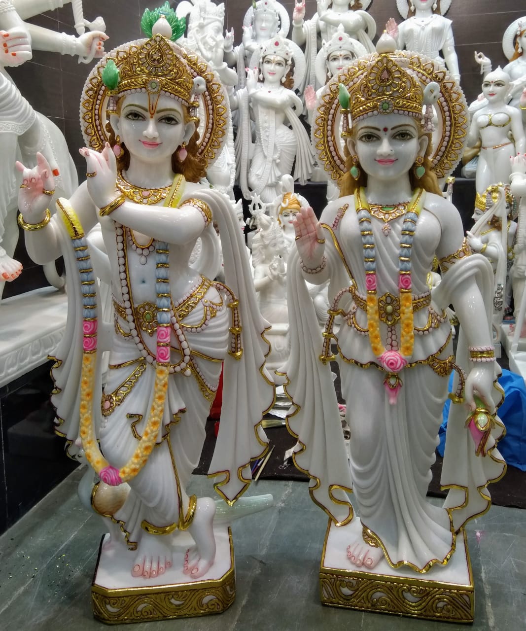 White Radha Krishna Standing Statue