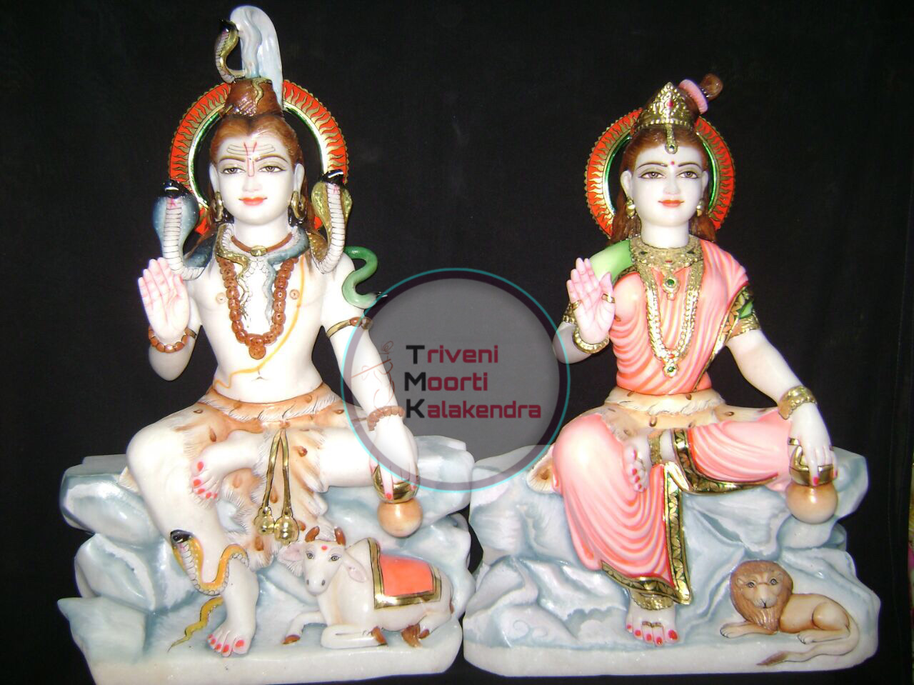 Seated Shiv Parvati Statue
