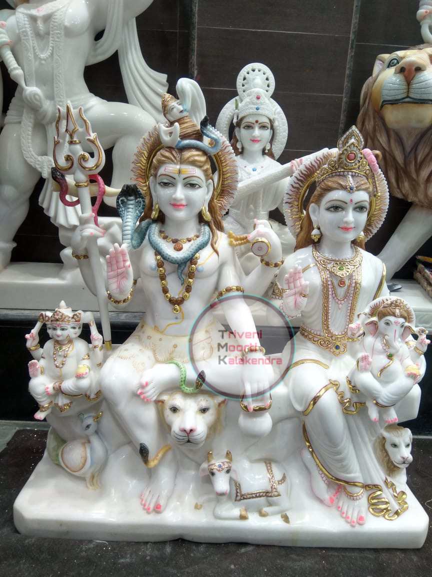 White Shiv Parivar Statue
