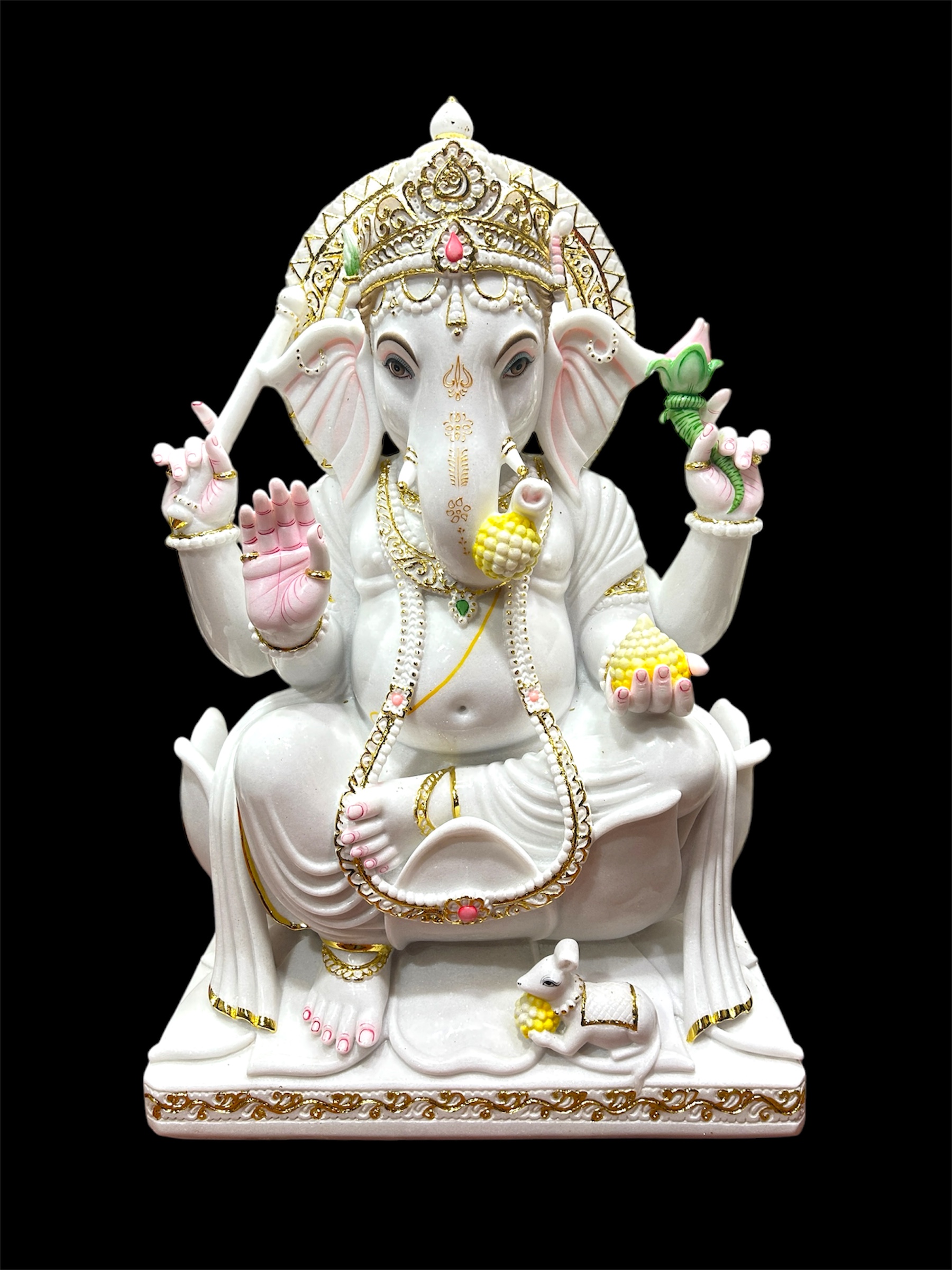 White Ganesh with Modak Statue thumbnail