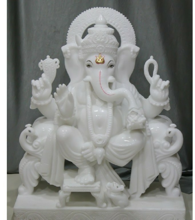 Pure White Classic Ganesh Statue thumbnail